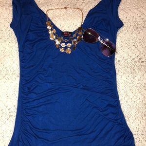 Bebe royal blue v-neck top, Size M